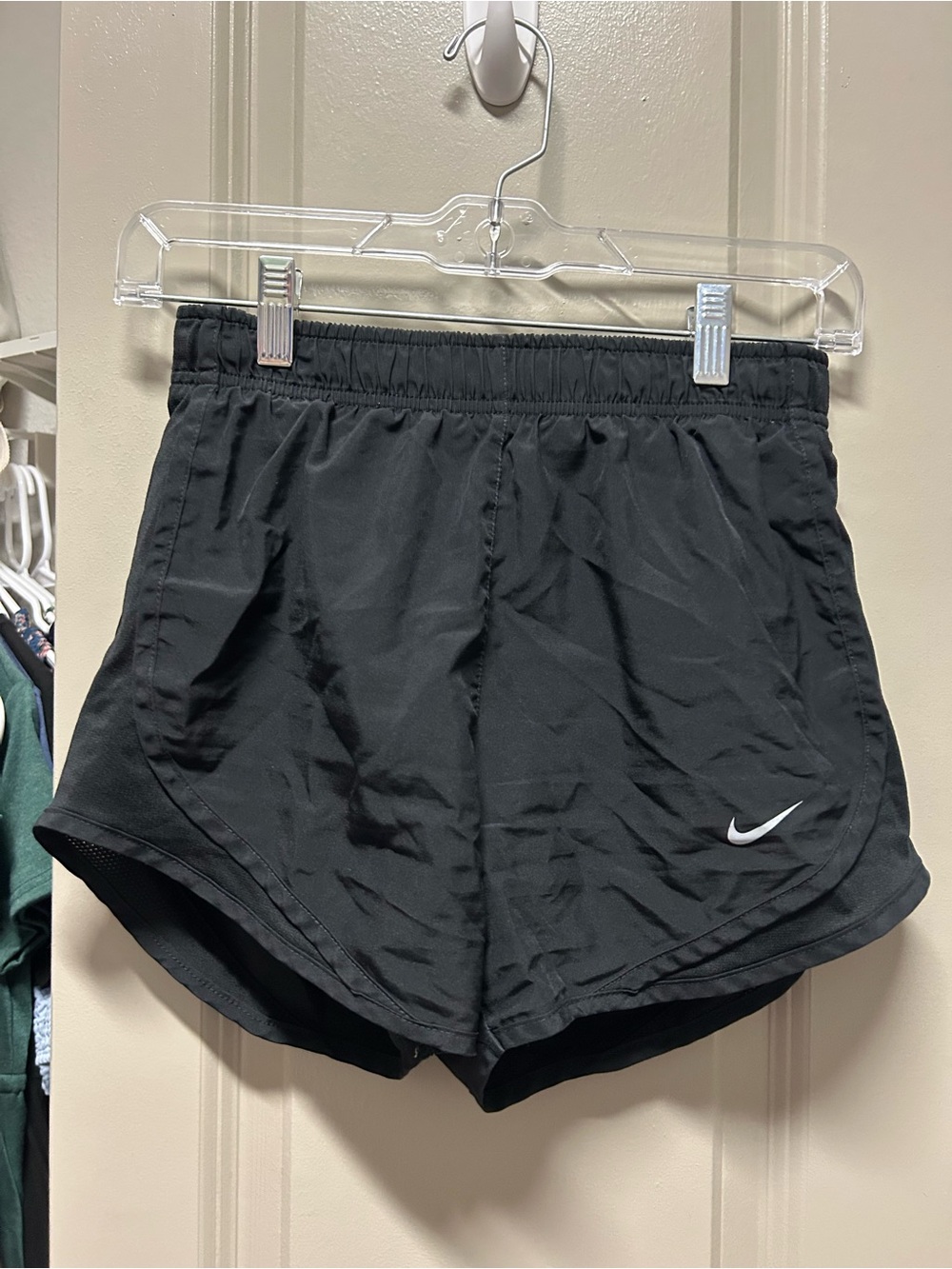 Nike Black Women's Athletic Shorts with White Swoosh